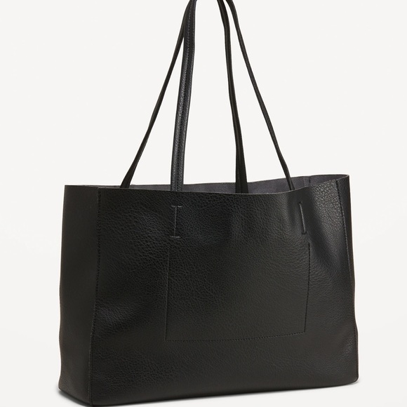 NWT OLD NAVY Faux Leather Tote Bag Color: Blackjack - Picture 1 of 1